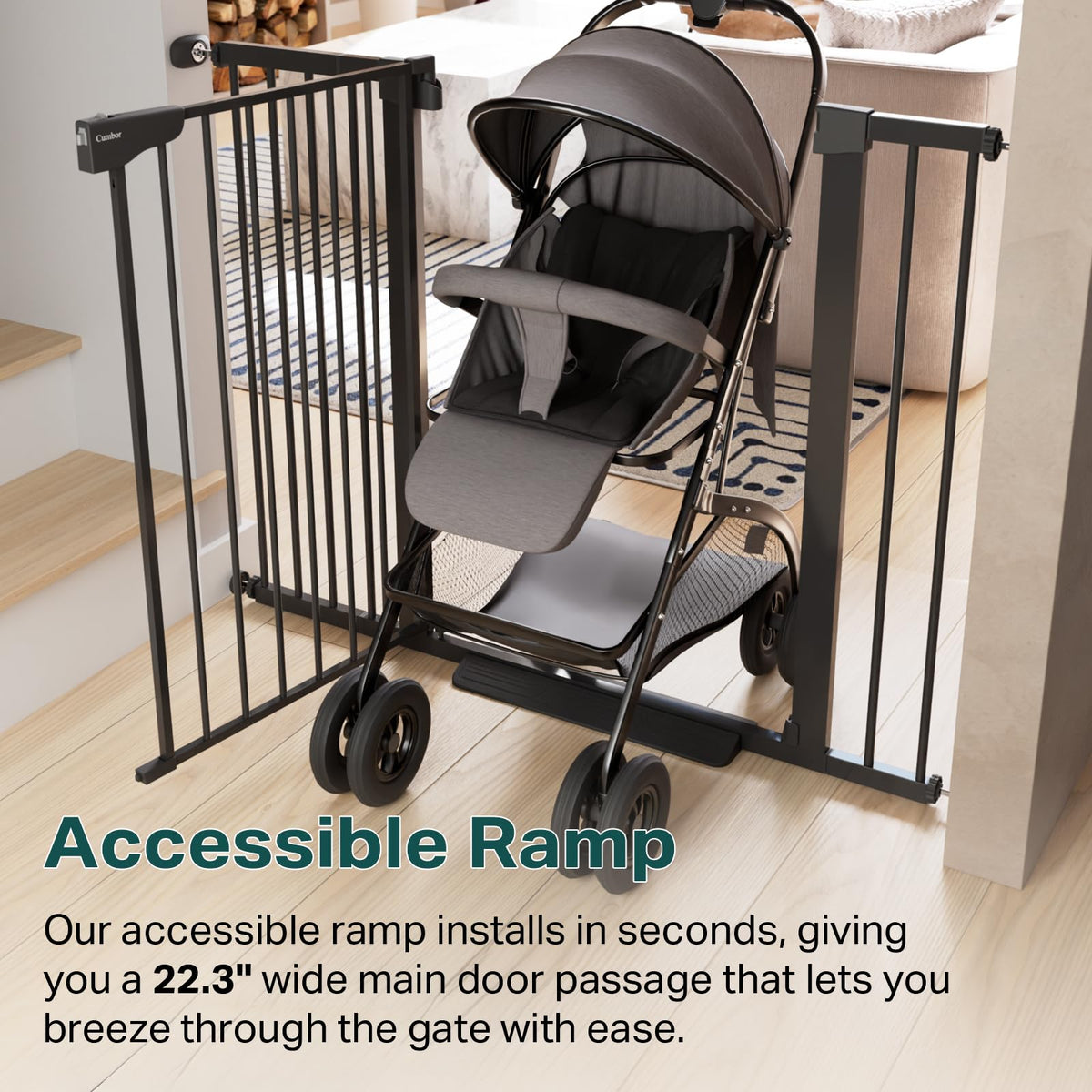 36 in Extra Tall Baby Gate for Doorways (Black / 30-40.6"W x 36"H)