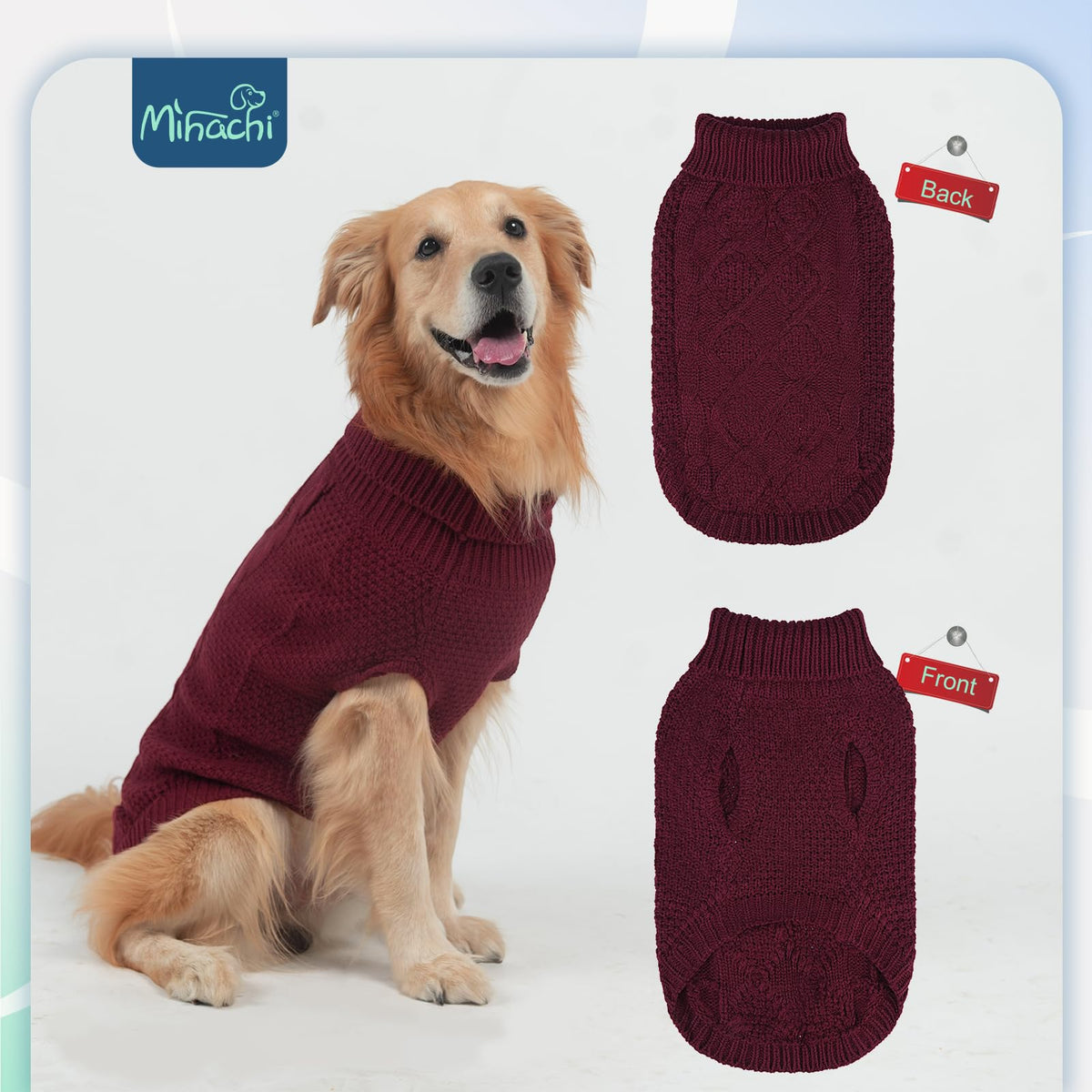Turtleneck Dog Sweater (Medium/Large / Wine Red)