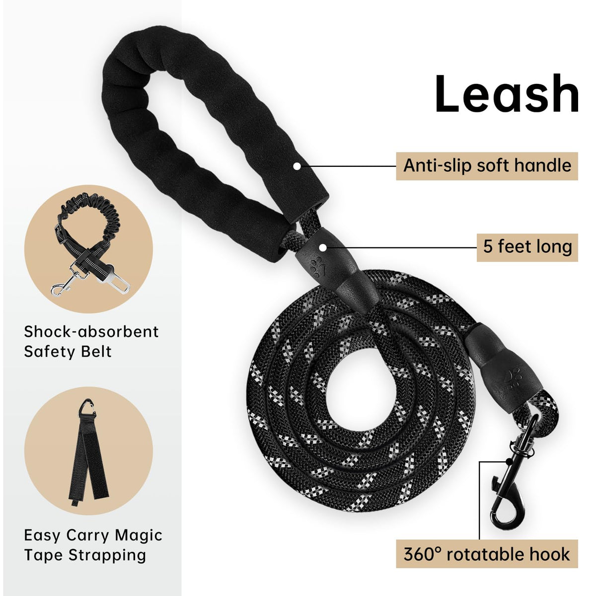 No Pull Dog Harness for Large Dogs (Light Brown / X-Large)