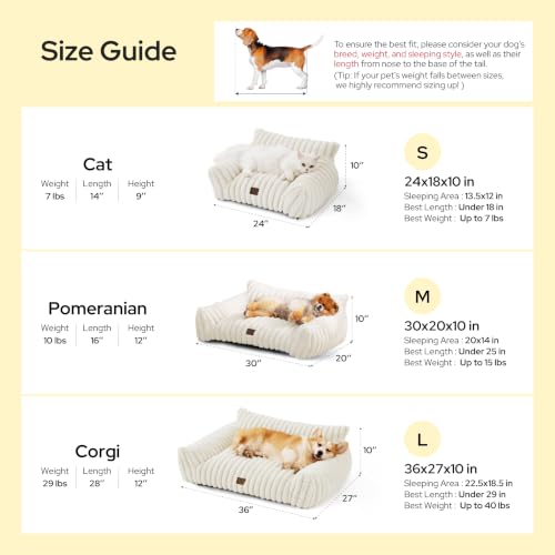ComfyFleece® Shown on TV Fluffy Cute Dog Couch for Pets (30x20x10" / Cream)