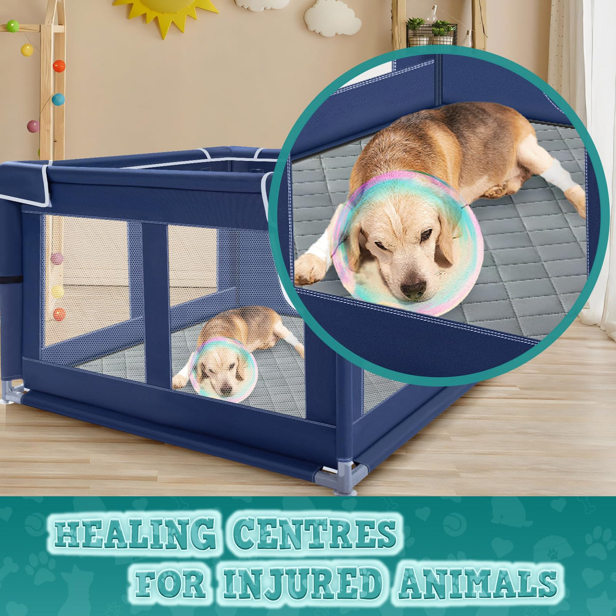 42x42 Inches Puppy Playpen with Dog Pads (Blue / 42x42 IN With Pad)