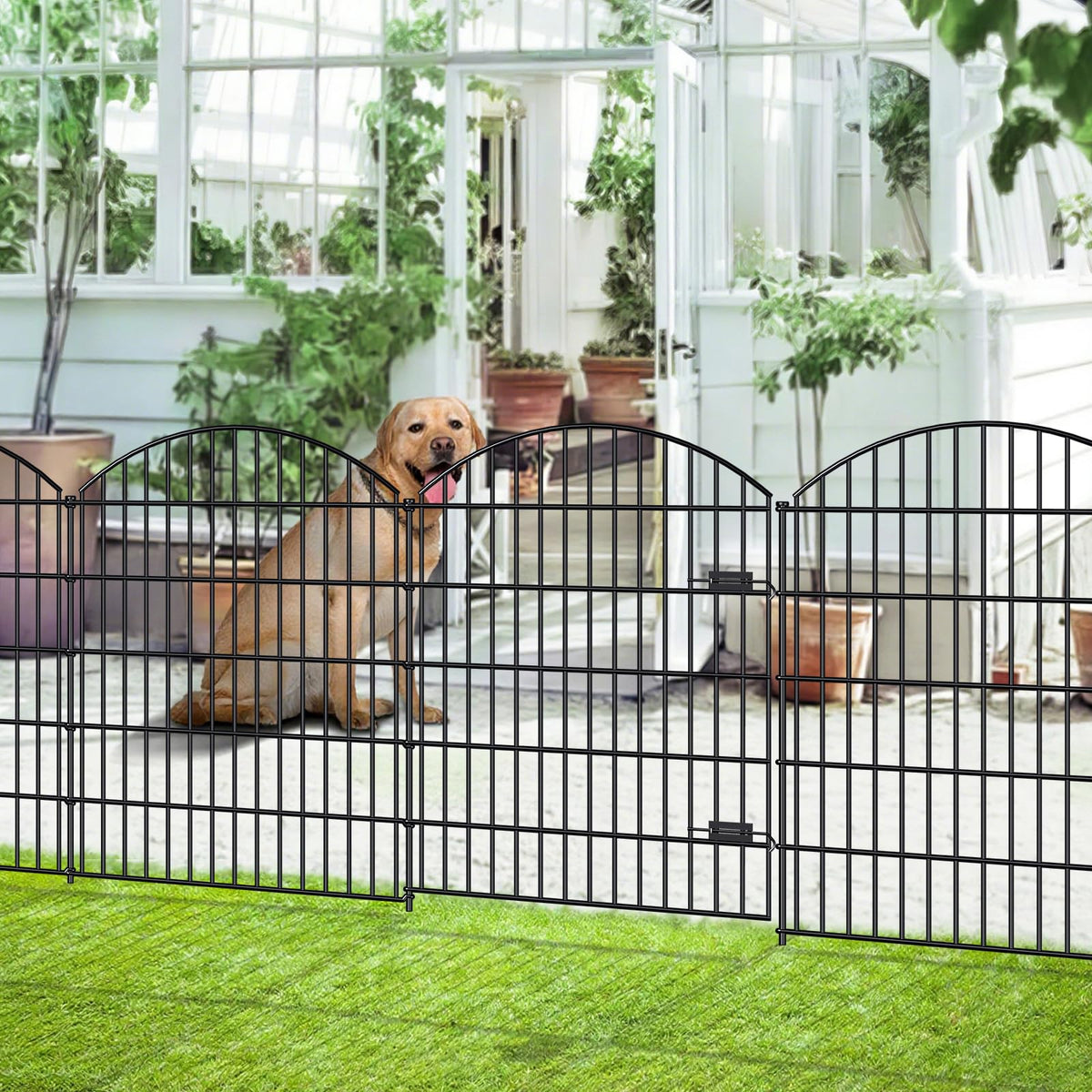 Heavy Duty Metal Garden Fence with Gate 43.2 in x 14.75ft (43.2"Hx14.75ft (Heavy Duty With Gate))