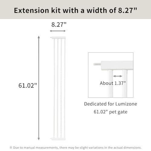 Extra Tall Cat Gate Extension Kit 61.02" High 8.27" Wide White (61.02" H-white / 8.27" W, Extension)