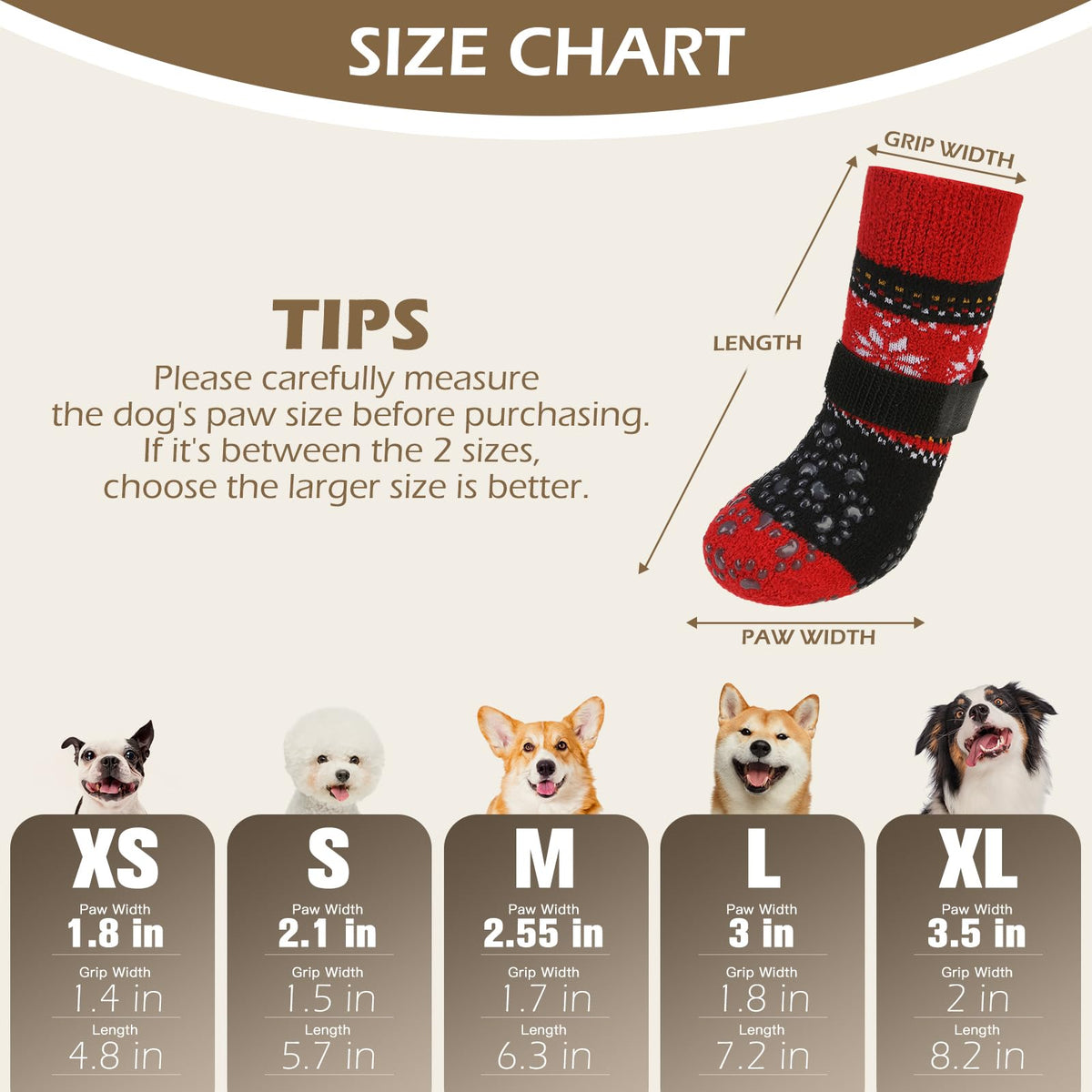Anti Slip Dog Socks to Prevent Licking Paws for Hot Pavement (Black Red / Large)