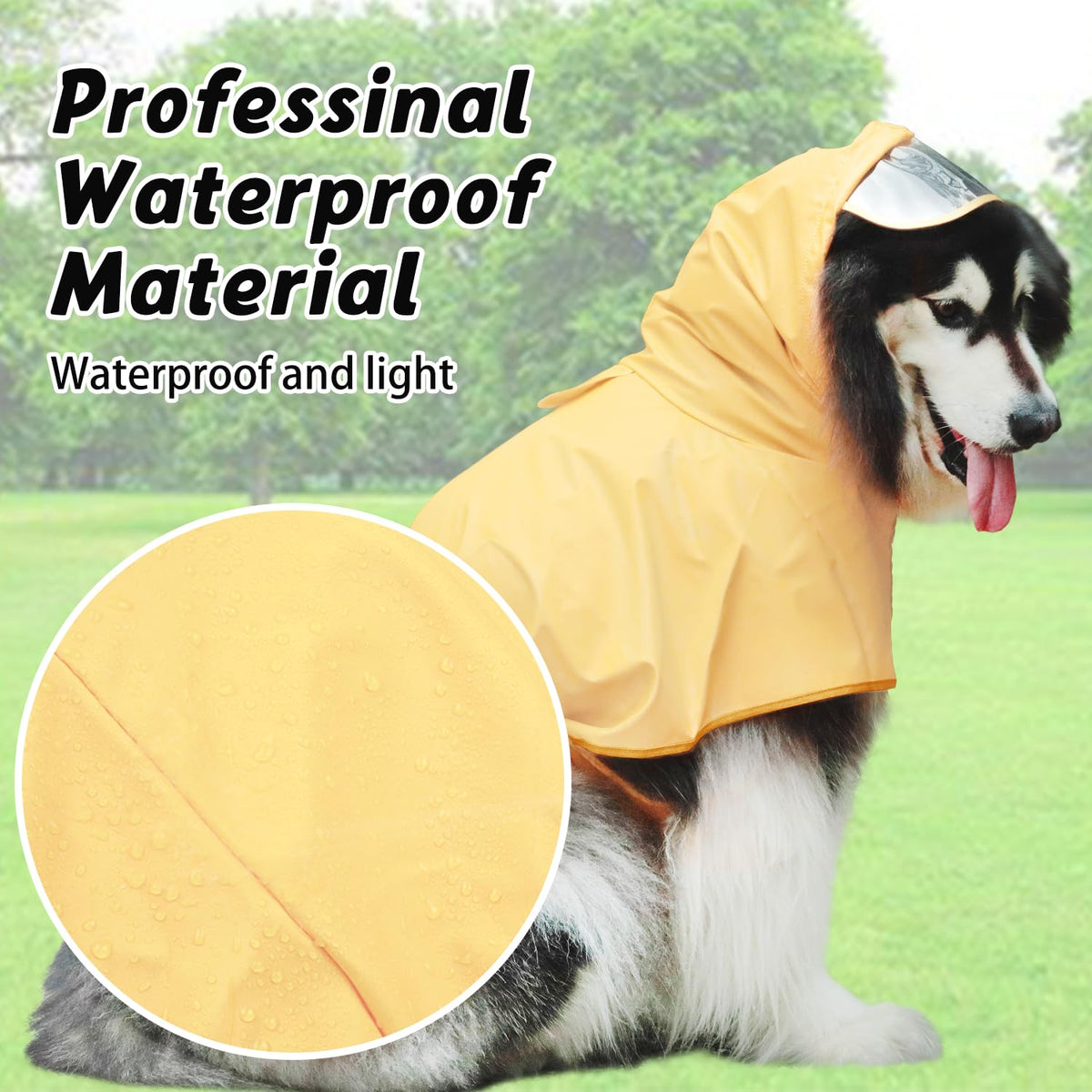 Dog Raincoat Hooded Slicker Poncho (Medium / Light Yellow)