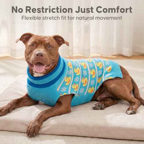 Dog Sweater for Medium Large Dogs Turtleneck Thick Knit (2XL (35-60lbs) / Duck)