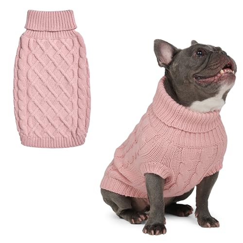Knit Dog Sweater (Pink Cableknit / X-Large)
