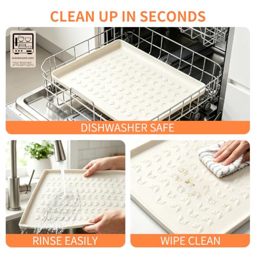 Silicone Pet Feeding Mat (Beige / 24"L x 16"W)