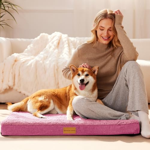 Orthopedic Medium Dog Bed Washable Pet Sofa Mat 30''X20'' Pink (30"L x 20"W x 3.5"Th / Pink)