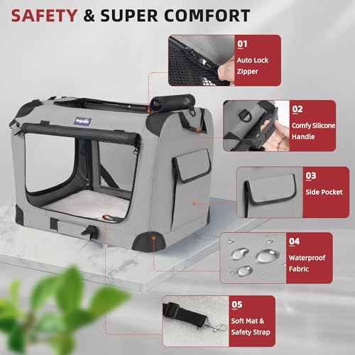 Large Cat Carrier for 2 Cats (Grey / 24.0"L x 17.0"W x 17.0"H)