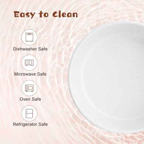 Ceramic Elevated Dog Bowl Set with Acacia Wood Stand for Food and Water for Medium Dog (42.27 Oz / White and Reddish Brown)