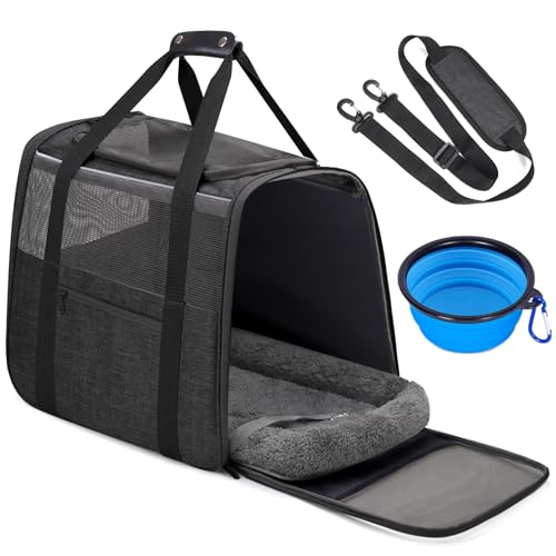 JUNGYOUN Premium Cat Carrier (Dark Grey / 17.5"L x 12.4"W x 13.5"H)