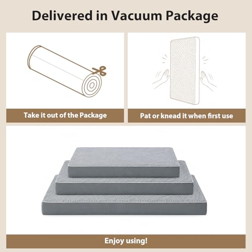 XL Waterproof Orthopedic Dog Bed for Crate Mat (Grey / 41"L x 27"W x 4"Th)