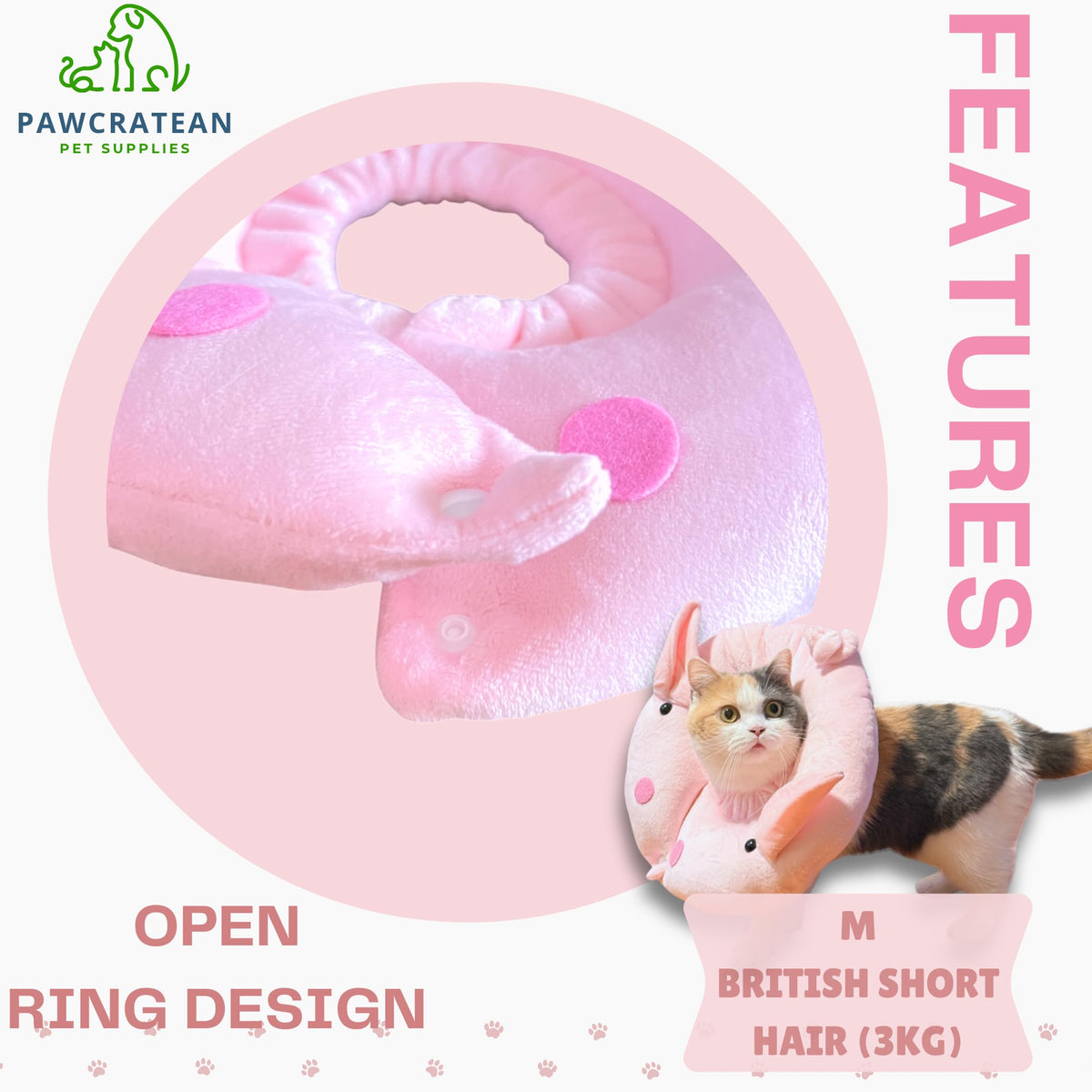 Adjustable Comfy Flower Style Elizabeth Collar for Cats Puppies Soft Recovery Cone Pet Protective Neck Collar (Pink Pig (Open Ring) / Small)