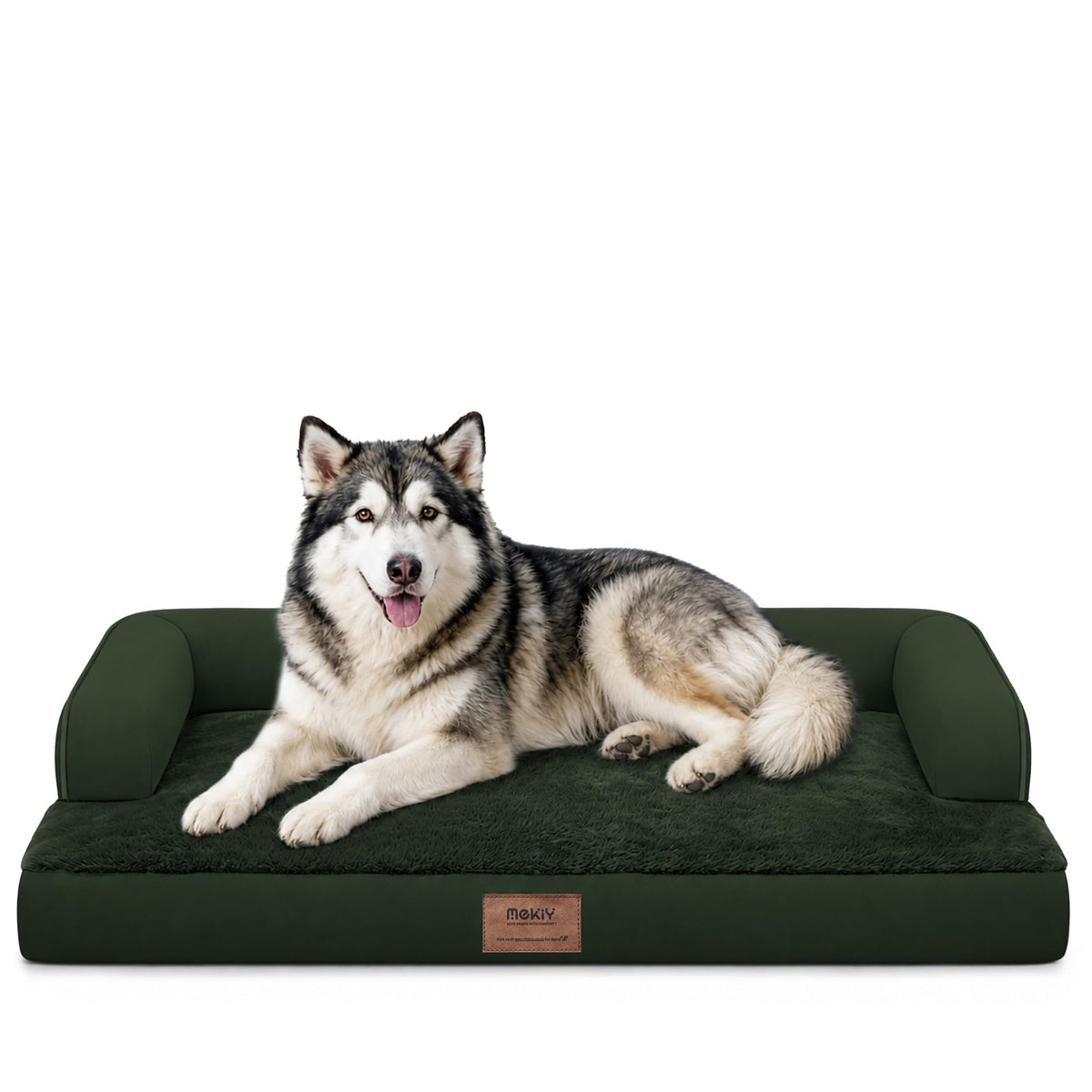 XXL Orthopedic Waterproof Dog Bed with Bolster for Extra Large Dogs (45.0"L x 35.0"W x 8.0"Th / Outpost Olive)
