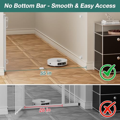 Retractable Baby Gate for Stairs (White / 55" Wide x 34" Tall)