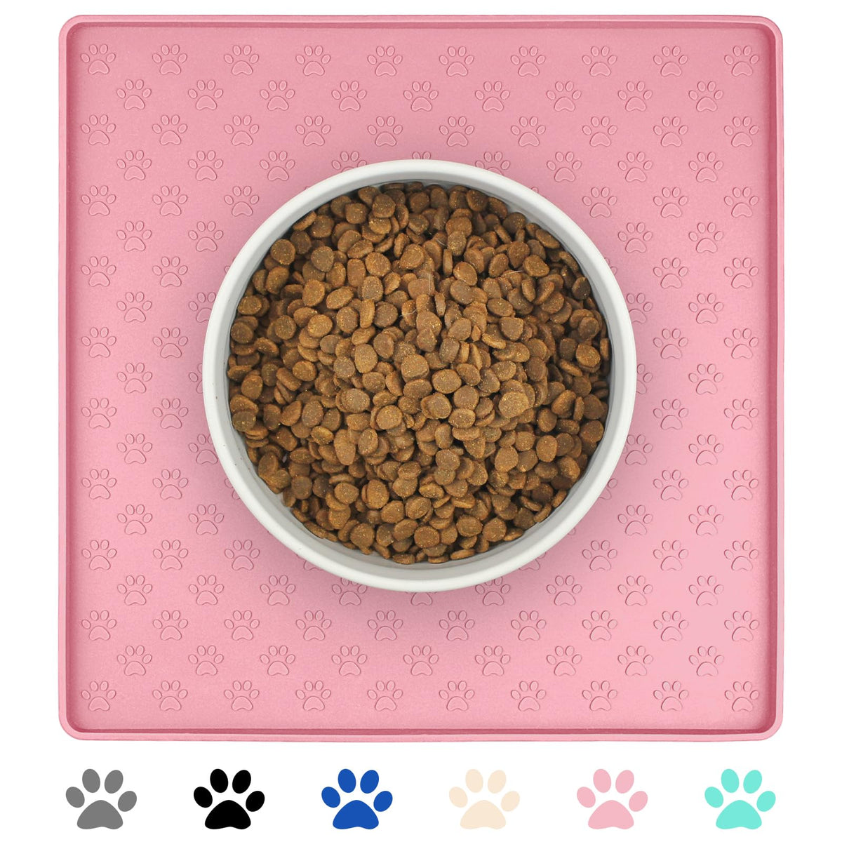 Pet Placemat for Dog and Cat (11.8"L x 11.8"W / Pink)