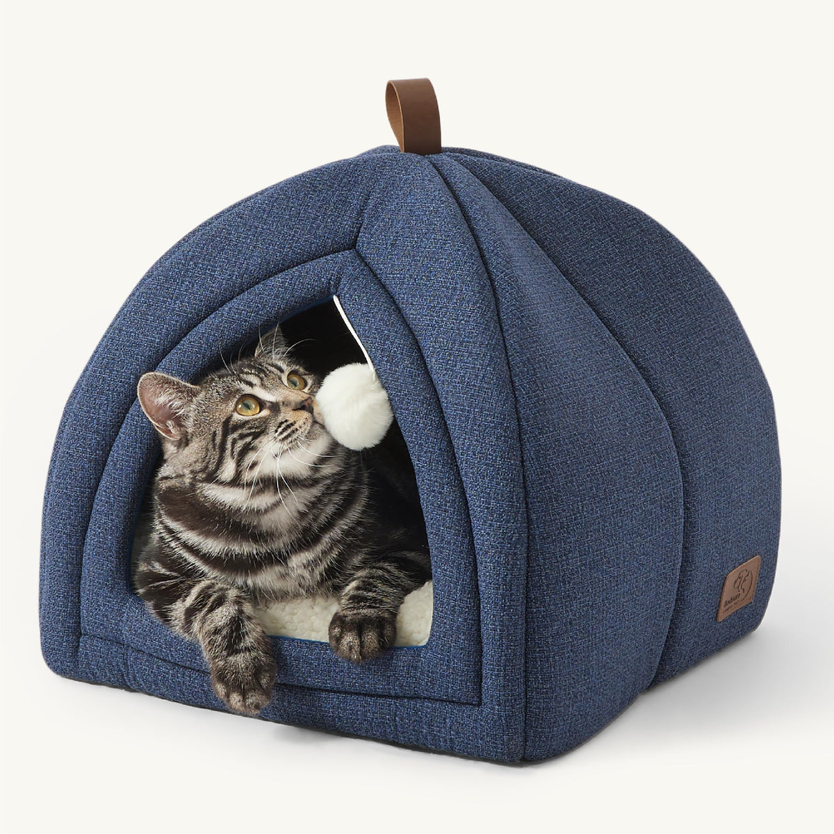 2in1 Cat Beds for Indoor Cats Cave for Kitten with Washable Pillow (M(16x16x16) / Navy)