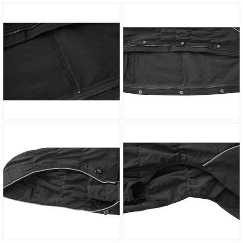 Fleece Lined Dog Raincoat with Removable Hood (Black-Fleeced / 3XL (Back 22"))