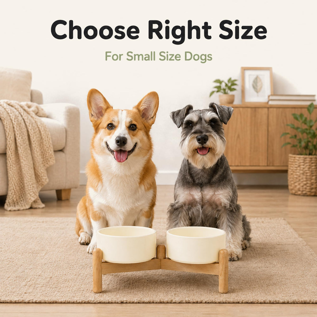 Ceramic Dog Bowls Elevated (Light Yellow)