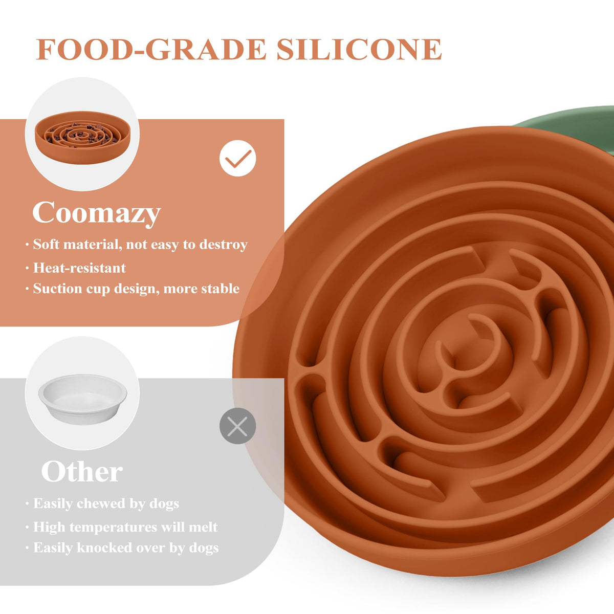 Slow Feeder Dog Bowls (Orange / L)