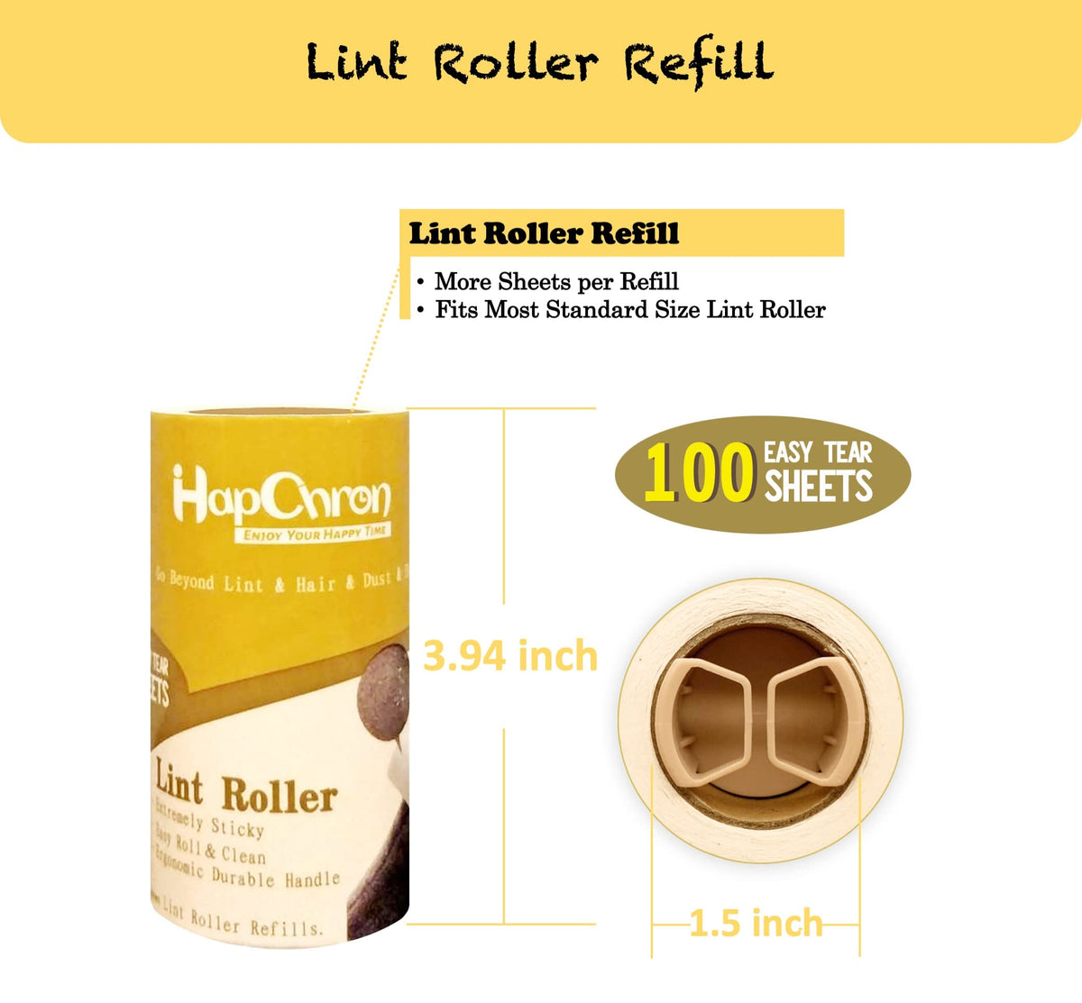 Lint Roller Refills 4" (4" / 400 Sheets)