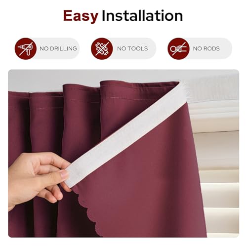 Self Adhesive Curtains (35"W x 59"L (Pack of 2) / Burgundy)