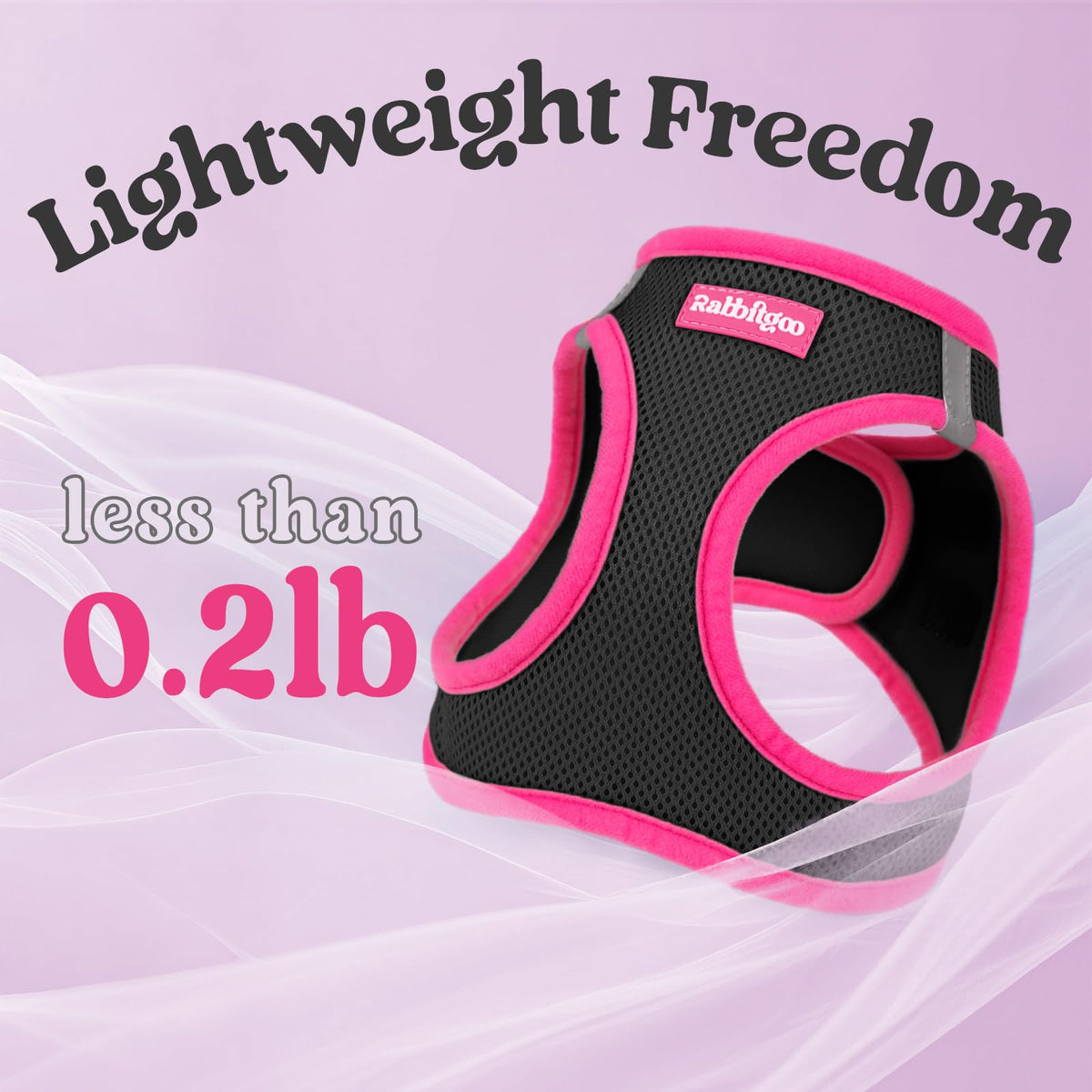 Dog Harness Small Sized and Leash Set (Black & Rose Red / L (Chest: 18.2"-20.5"))