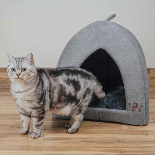 Cat Bed for Indoor Cat (Gray (Tent) / 20" x 20" x H:22")