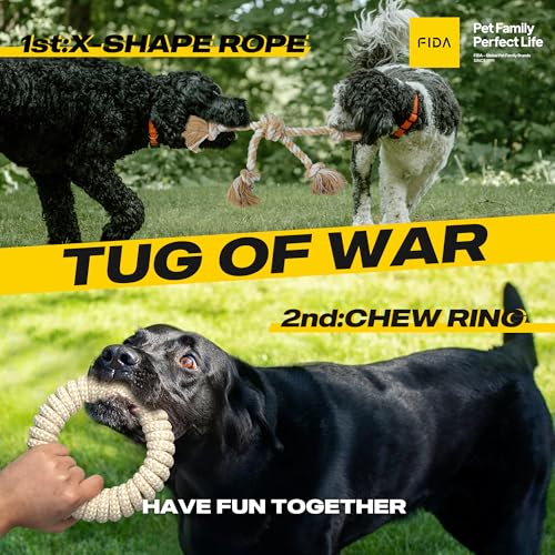 Heavy Duty Dog Rope Toys for Medium Large Dogs (White-4 Packs / Large)