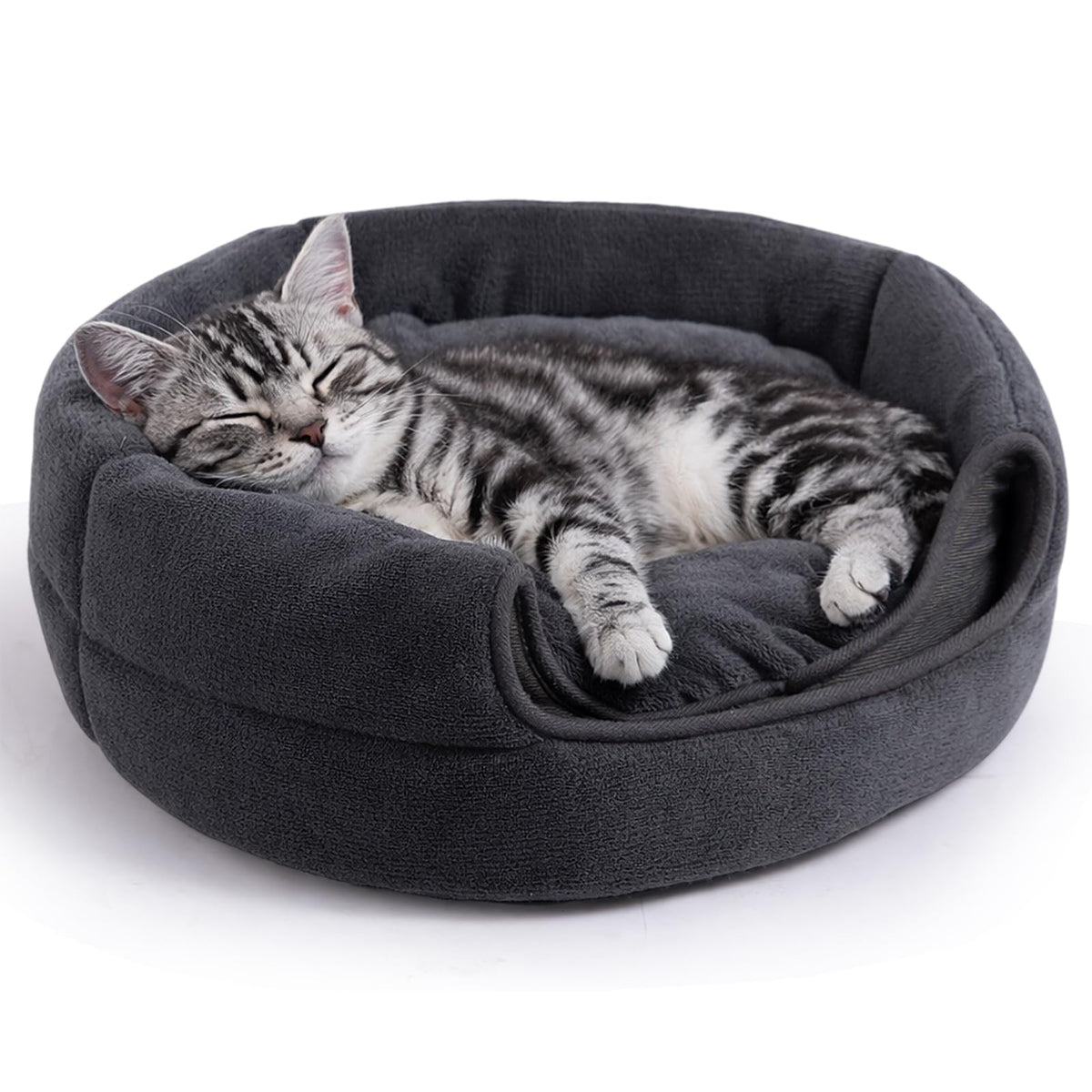Cat Bed Cave for Indoor Cats for Pets up to 15 lbs (Gray Igloo)