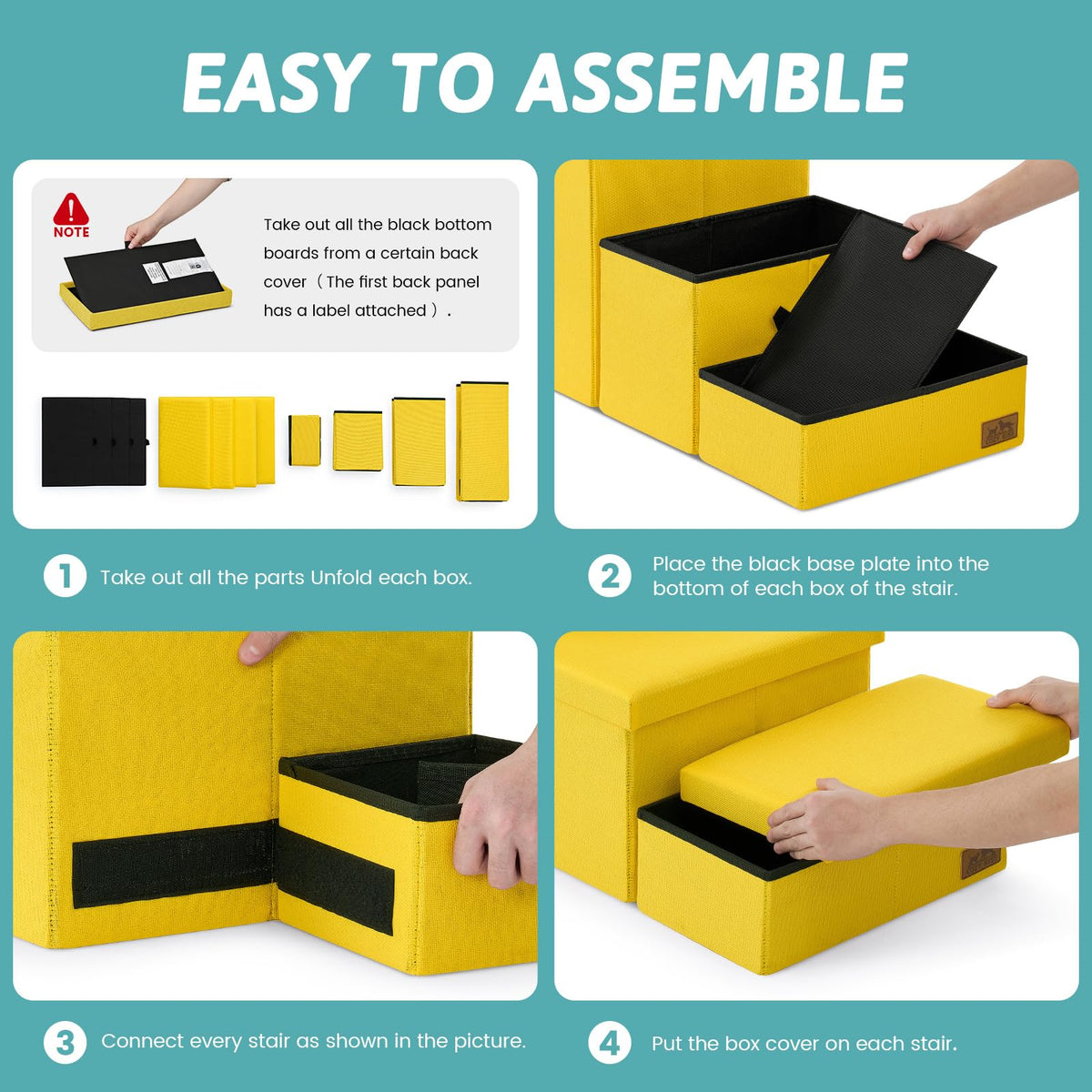 Dog Stairs with Storage (Yellow / 38.1"L x 17"W x 22"H)