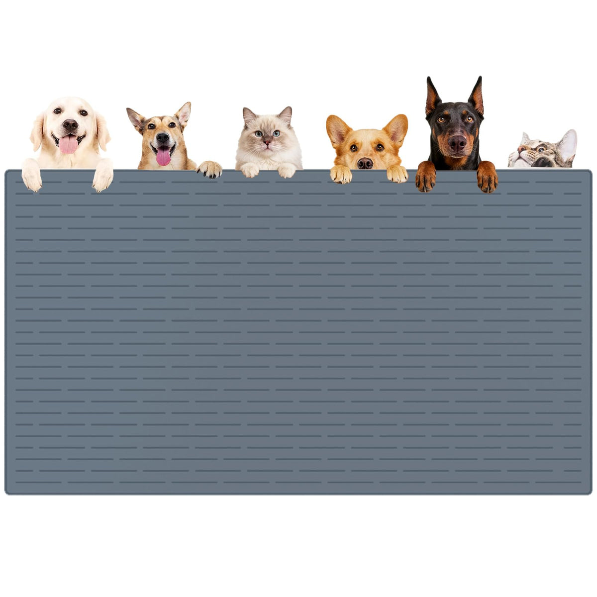 XXXXL Largest Pet Food Mat (Gray Blue / 51.2"L x 25.6"W)