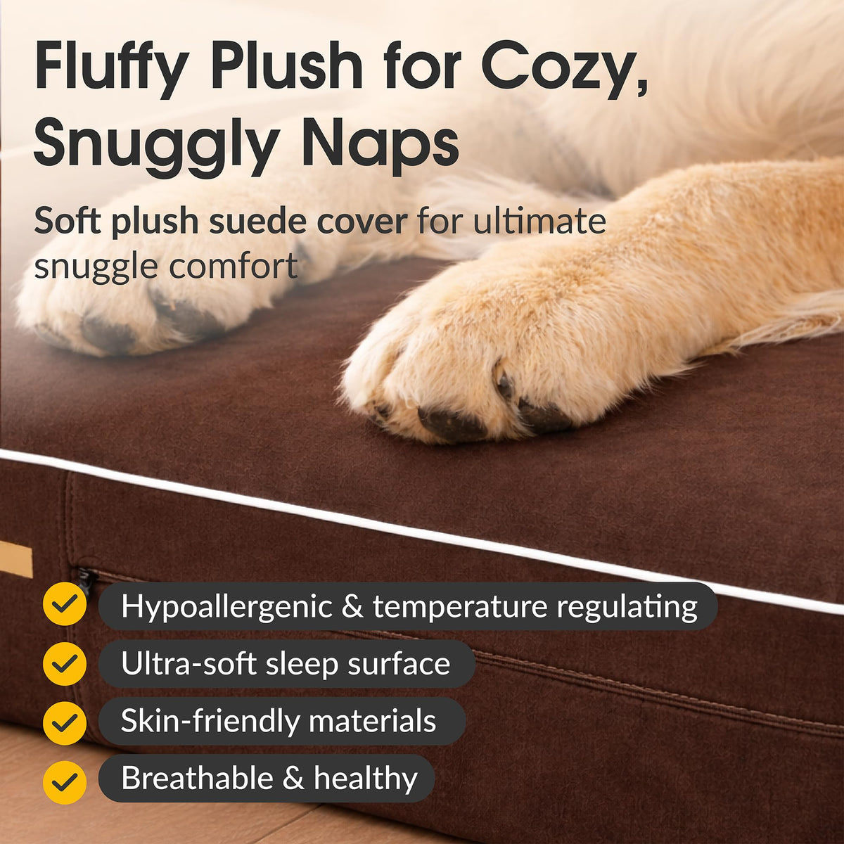 Orthopedic Memory Foam Dog Bed 7" Inch Thick Extra Large Dog Bed With Pillow Brown 50"x34"x10" Includes Waterproof Liner & Durable Removable Cover With Smart Design (Brown / XL - 50"x34"x10")