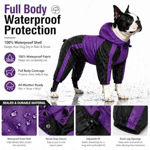 Welsh Corgi Dog Hooded Raincoat (D-M (for Dachshund/Corgi) / Purple)
