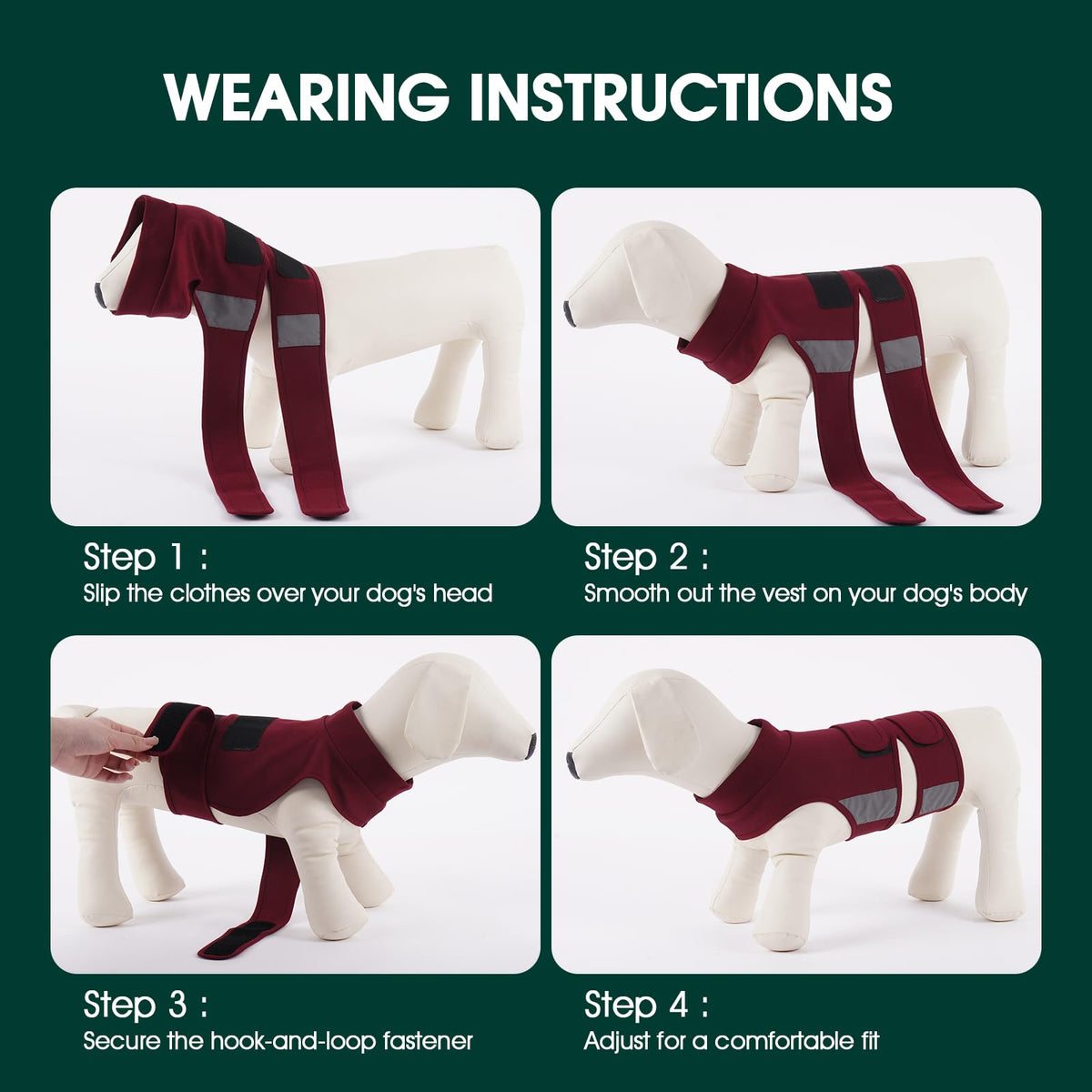Dog Calming Vest for Anxiety Relief (Calm Burgundy / M (Chest 20-24.4"))