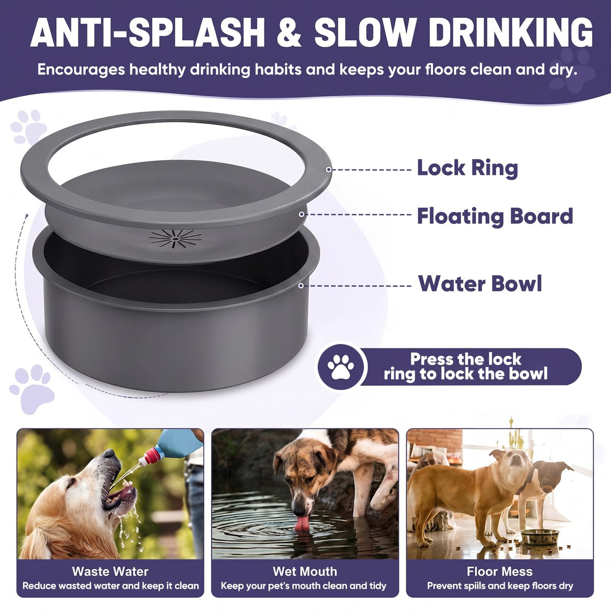 Elevated Dog Bowls Large Breed Raised Dogs Bowl Stand Large (D-Grey)
