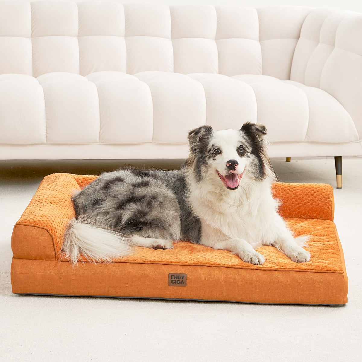 Memory Foam Dog Bed for Crate (Pumpkin / 41.0"L x 27.0"W x 6.5"Th)