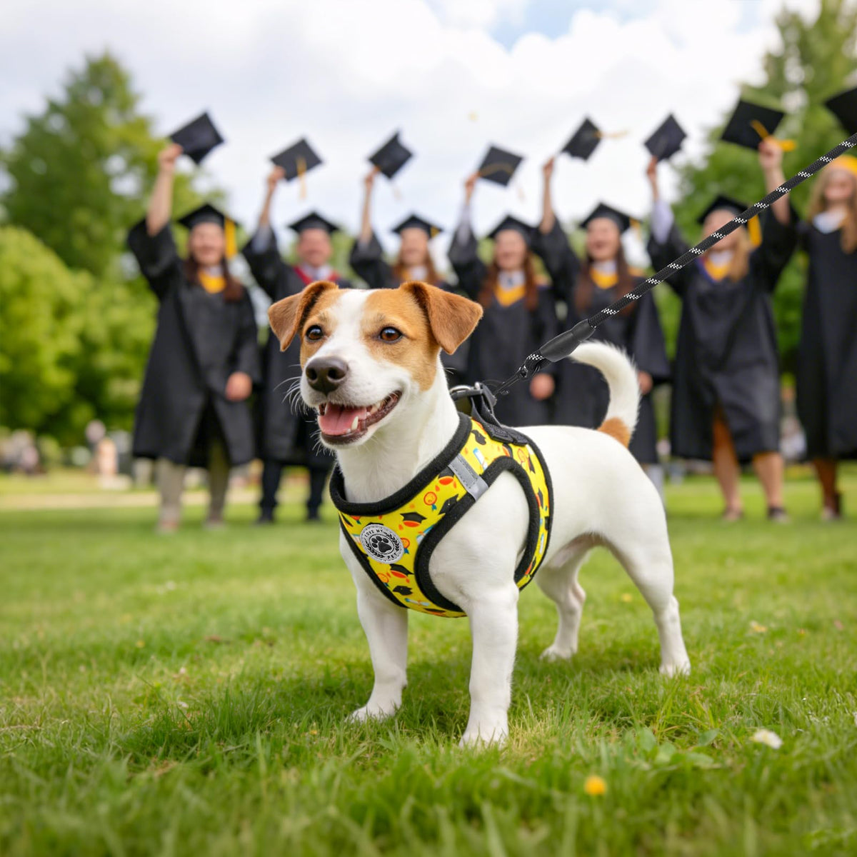 Graduation Dog Harness Medium Size and Leash Set (Medium(Chest Girth 16" - 18") / Yellow)