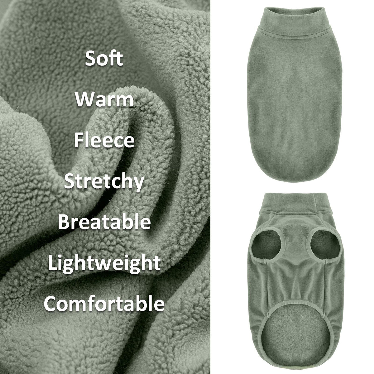 3 Pack Fleece Dog Sweaters for Small Dogs (Lt Blue+Olive+Brown / X-Large)