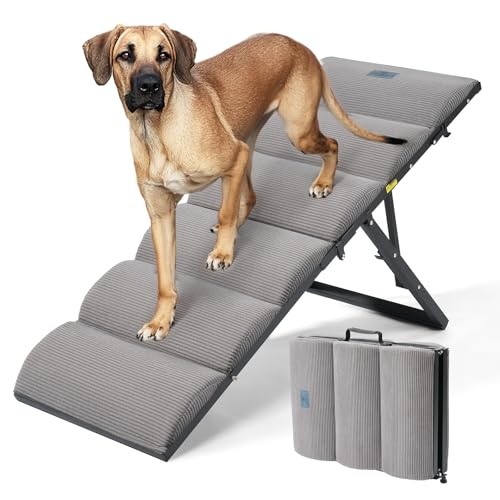 Foldable Dog Ramp for Bed Couch Large Dogs (Gray / up to 23"H-for high bed)