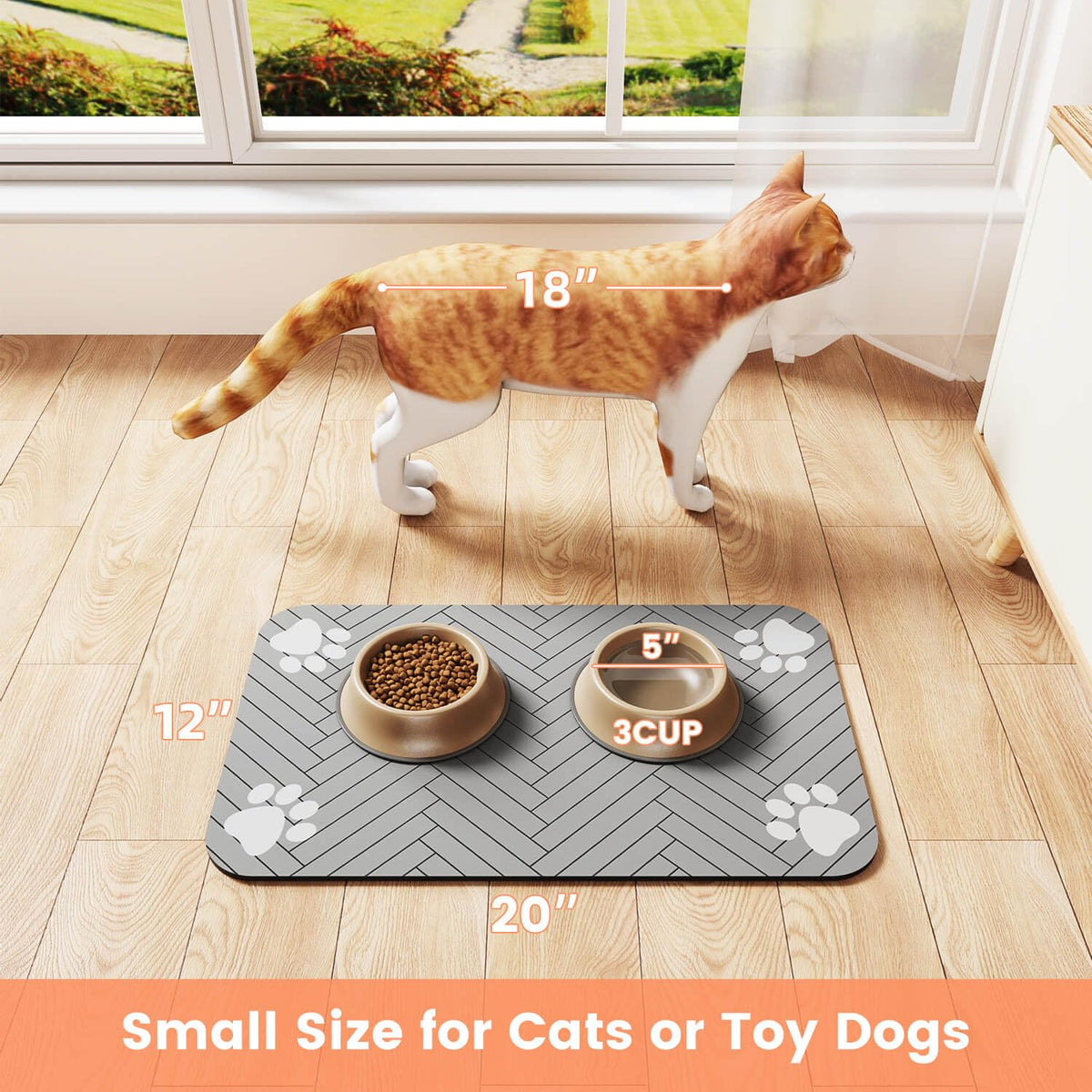 Pet Feeding Mat (Light Gray / 27"L x 17"W)