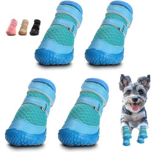 Dog Shoes for Small Dogs (Blue / #3 (Width 1.49 inch) for 11.0-16.5 lbs)