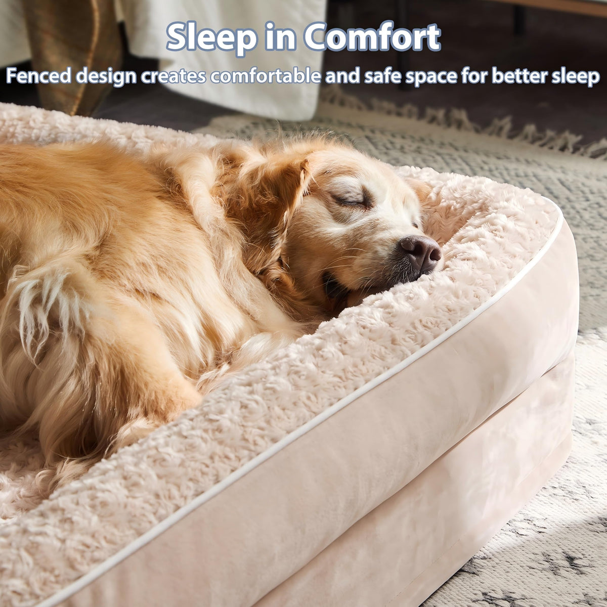Orthopedic Washable XXL Dog Bed for Senior Dog Cozy Sleep (54.0"l X 36.0"w X 7.0"th / Beige)