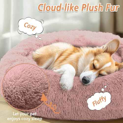 Calming Dog Beds Extra Large Sized Dog (Dark Pink / 45.0"L x 45.0"W x 10.0"Th)