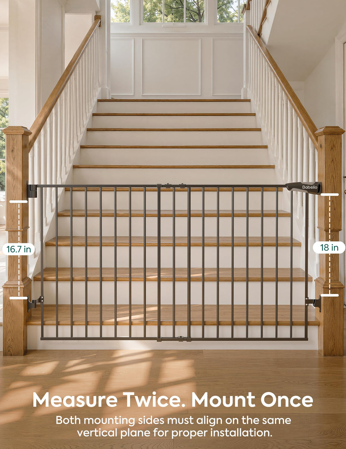 Baby Gate for Stairs (Black / 28" H, 29-49" W-Wide)