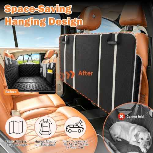 Hard Bottom Car Seat Cover for Dog (Upgraded Black / For Car/SUV/Small Truck)