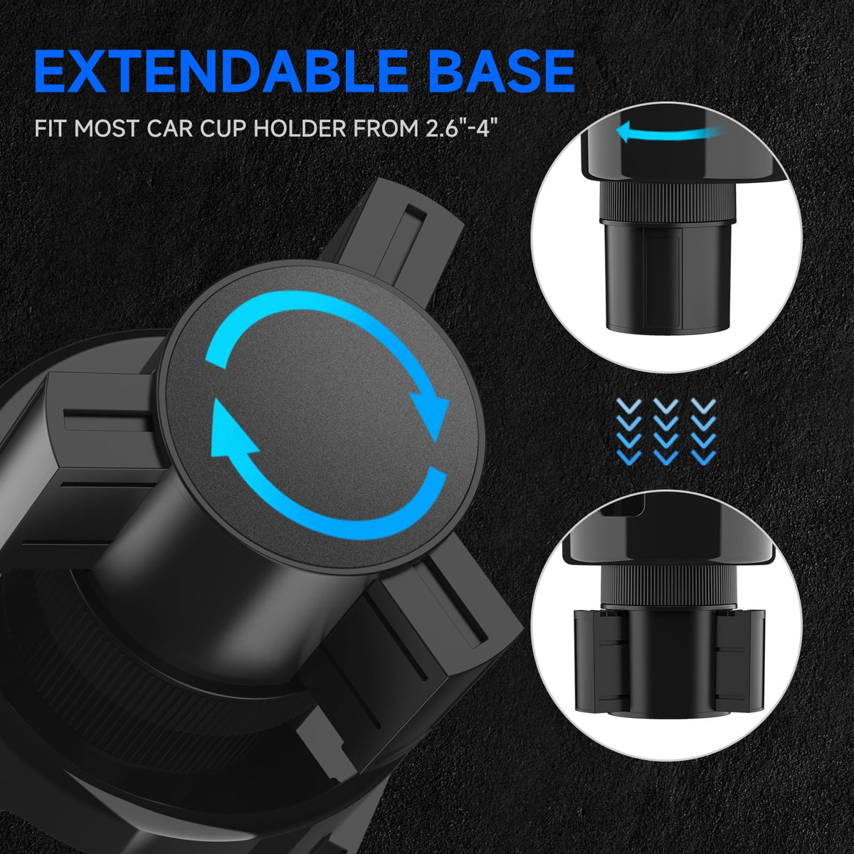 Car Cup Holder Expander (Black)