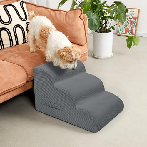 2 Step Dog Stairs Pet Ramp for High Beds (Gray / 2-Step 11.8"H)