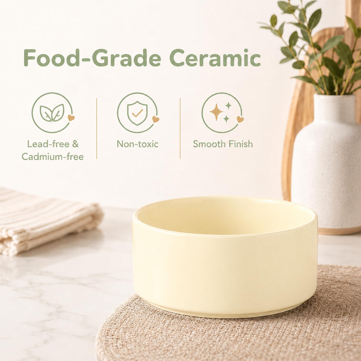 Ceramic Dog Bowls Elevated (Light Yellow)